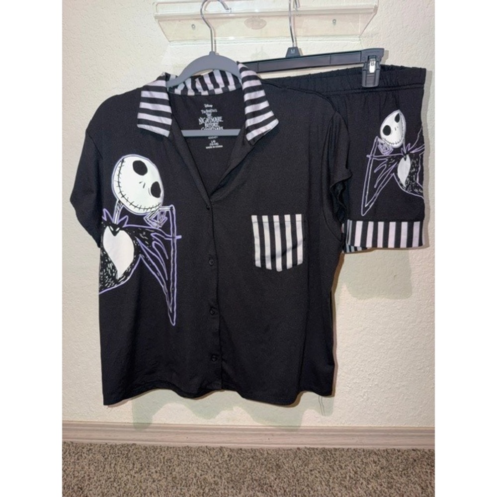 Disney Nightmare Before Christmas Jack Skellington Pajama Set Shorts Top Large
